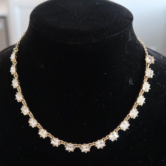 π Banana Republic Gold Tone Clear Stone Necklace